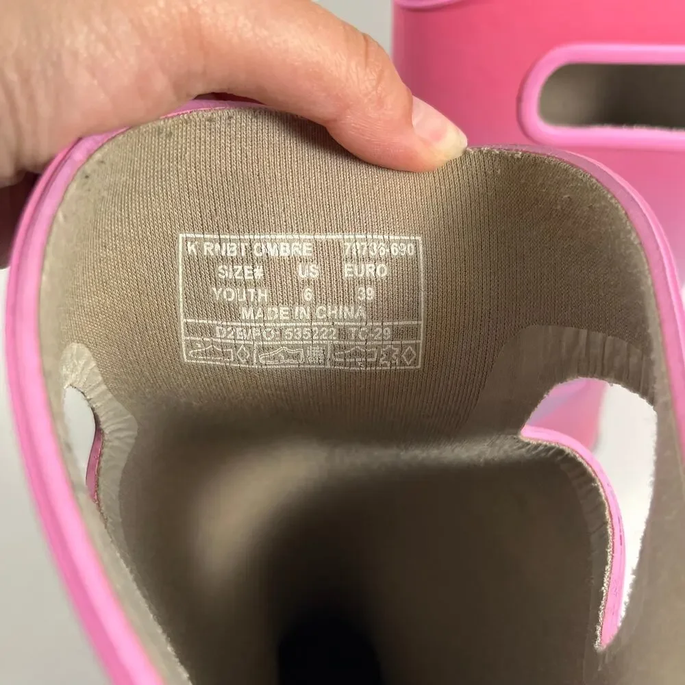 Bogs Pink Ombre Girls Rain Boots Sz 6 Waterproof Colorful Girly Casual